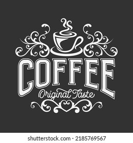 Vintage Coffee logo template. Caffeine logotype. Retro vintage insignia. Retro coffee badge. Vector illustration