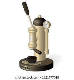 Vintage coffee maker with a cup of coffee