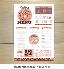 Vintage coffee menu design. 