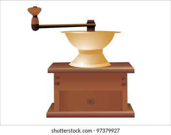 Vintage coffee mill isolated on white background