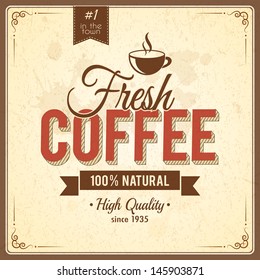 Vintage Coffee Poster With Grunge Effects Eps10