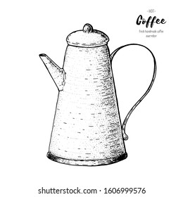 Vintage coffee pot. Hand drawn sketch. Vintage vector illustration.