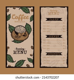 Vintage Coffee café restaurant menu template Hand drawn design
