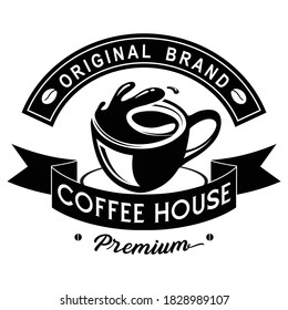 Vintage Coffee retro logo-vector illustration .Brand identity, emblem,banner or poster.