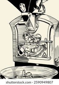 Vintage coffee roaster machine illustration