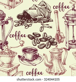 Vintage coffee seamless pattern