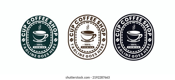 vintage coffee shop or cafe logo set