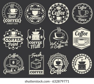 Vintage-Coffee-Shop und Café-Logos, Abzeichen und Etiketten