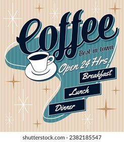 Coffee Shop Poster Vintage Retro Cafe Poster Print