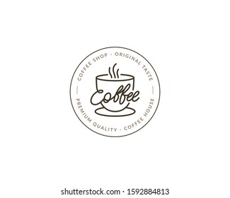 Vintage coffee shop label. Coffee shop logo design template. Coffee house vector logotype