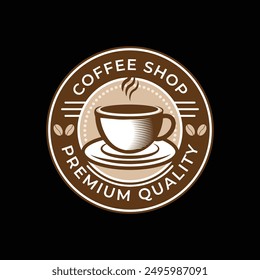 Vintage Coffee shop logo design. Retro coffee emblem, Premium Coffee Label, Coffee Badge Logo vector