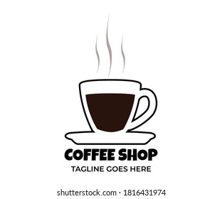 Vintage coffee shop logo, isolated on white background.  Vector illustration, eps 10.