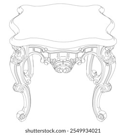 Vintage Couchtisch Vektor-Set. Barocke und klassische Skizzen für luxuriöse Inneneinrichtung. Ideal für Liebhaber traditioneller Möbel.