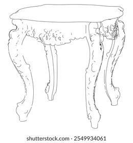 Vintage Couchtisch Vektor-Set. Barocke und klassische Skizzen für luxuriöse Inneneinrichtung. Ideal für Liebhaber traditioneller Möbel.