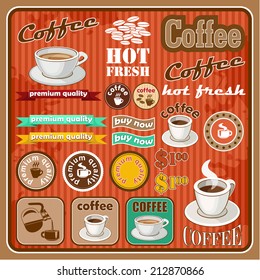 Vintage coffee and tea set icon. vector illustration
