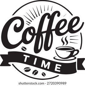 Diseño del logotipo de Antiguas Coffee Time con taza humeante y frijoles