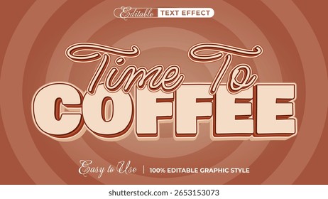 Vintage Coffee Time: Um design gráfico elegante, com a frase 'Time to Coffee' lindamente apresentada em uma estética elegante, vintage, pedindo aos espectadores para pausar e saborear o momento.