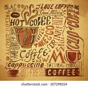 Vintage coffee typography background