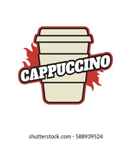 Vintage coffee vector label and logo. Cappuccino and espresso logo. Coffee vector