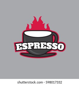 Vintage coffee vector label and logo. Cappuccino and espresso logo