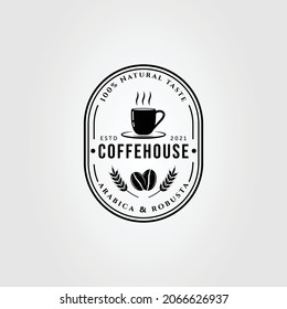 vintage coffeehouse and coffee bean logo vector illustration design