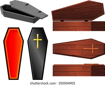 Vintage Coffin Set-Halloween elements coffin