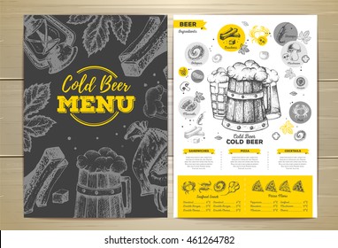 Vintage cold beer menu design