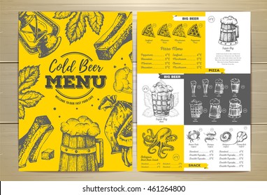 Vintage cold beer menu design