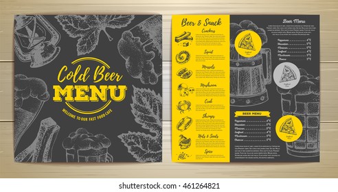 Vintage cold beer menu design