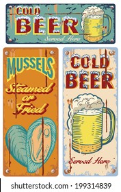 Vintage cold beer signs