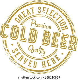 Vintage Cold Beer Stamp Sign