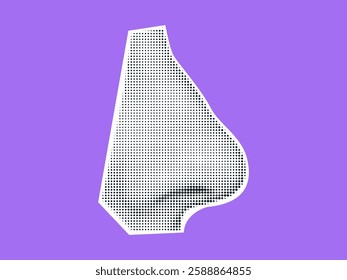 Vintage collage dot textured element. Halftone nose isolated on white background.