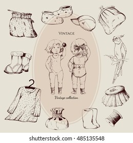 vintage collection, baby clothes, decorative design dolls