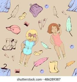 vintage collection, baby clothes, decorative design dolls, pattern