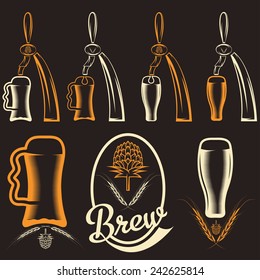 vintage collection of beer and beer dispensers