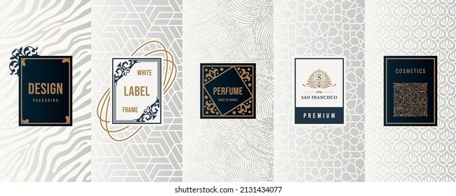 Vintage collection of design elements,labels,icon,frames, for logo,packaging,vector design of luxury products.for perfume,soap,wine, lotion Isolated