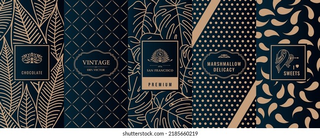 Vintage collection of design elements,labels,icon,frames, for logo,packaging,vector design of luxury products.for perfume,soap,wine, lotion Isolated