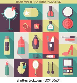 Vintage collection of flat bathroom icons. Vector bathroom illustrations
