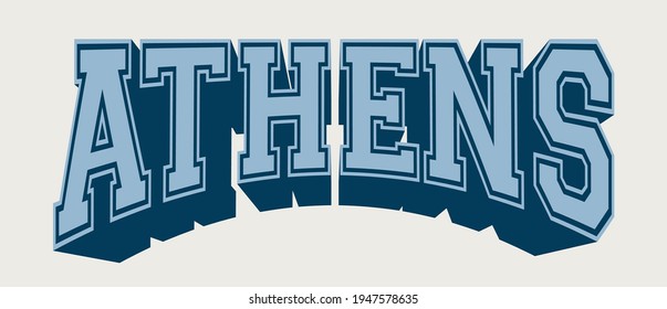 Vintage college athens city slogan print with retro varsity font text for man - woman tee t shirt or sweatshirt