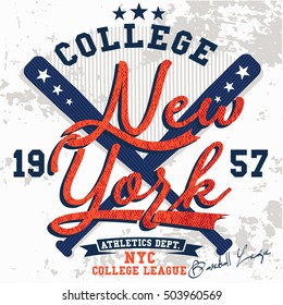 Vintage college baseball graphics for t-shirt,vector graphics