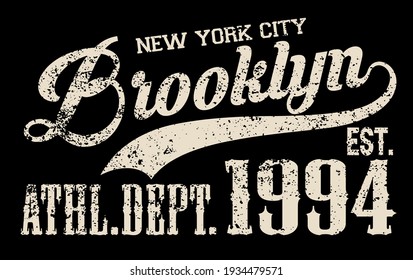 Vintage College Brooklyn Athletic Department Slogan With Varsity Font Text For Man - Woman Tee T Shirt Or Sweatshirt