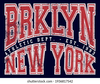 Vintage college brooklyn new york slogan with varsity font text for man - woman tee t shirt or sweatshirt