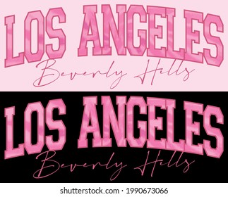 Vintage college - handwriting font typography los angeles slogan print with tie dye for girl woman tee t shirt - Vector