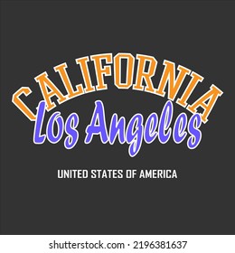 Vintage college - handwriting font typography california los angeles slogan print with tie dye for girl woman tee t shirt - Vector