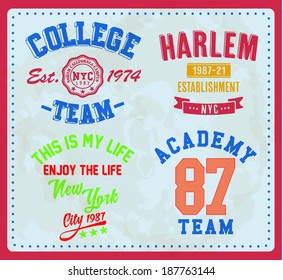vintage college label set