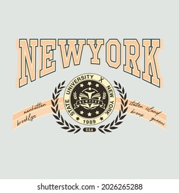 Vintage college New york slogan print with retro varsity font text for man, woman tee t shirt or sweatshirt