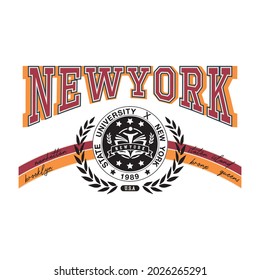 Vintage college New york slogan print with retro varsity font text for man, woman tee t shirt or sweatshirt