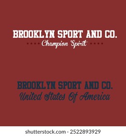 Vintage college new york state brooklyn slogan print graphic for t-shirt or sweatshirt - Vector