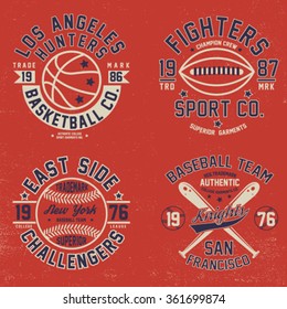 vintage college sport graphic design set