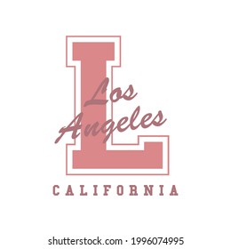 Vintage college style typography Los Angeles slogan print - Retro varsity text for tee - t shirt - Vector